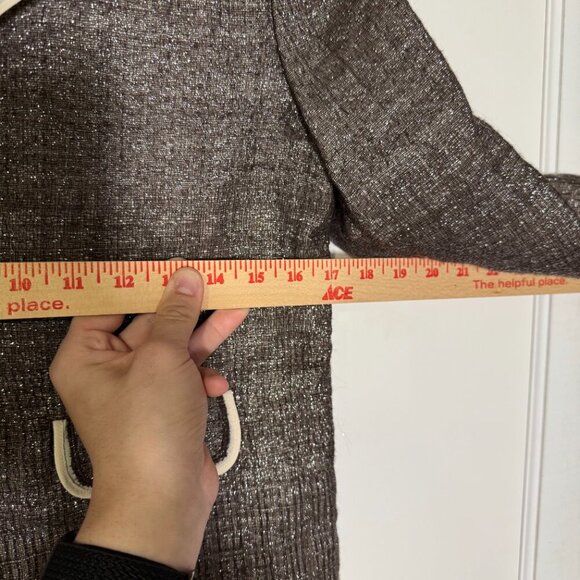 J. Crew Collection Metallic Jacket Brown and Cream Trim Size 2 Wool Careerwear - Picture 7 of 10